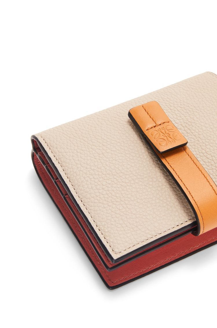 Compact zip wallet in soft grained calfskin
