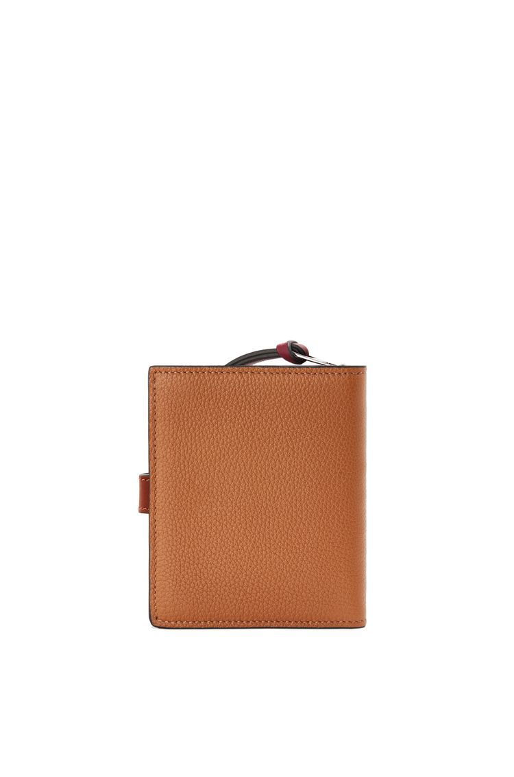 Compact zip wallet in soft grained calfskin