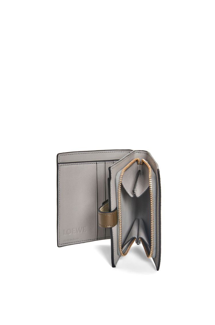 Compact zip wallet in soft grained calfskin