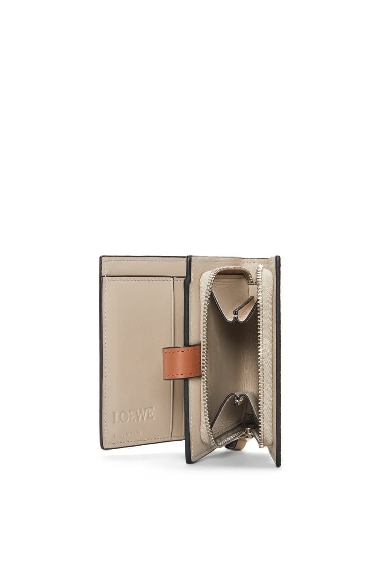 Compact zip wallet in soft grained calfskin