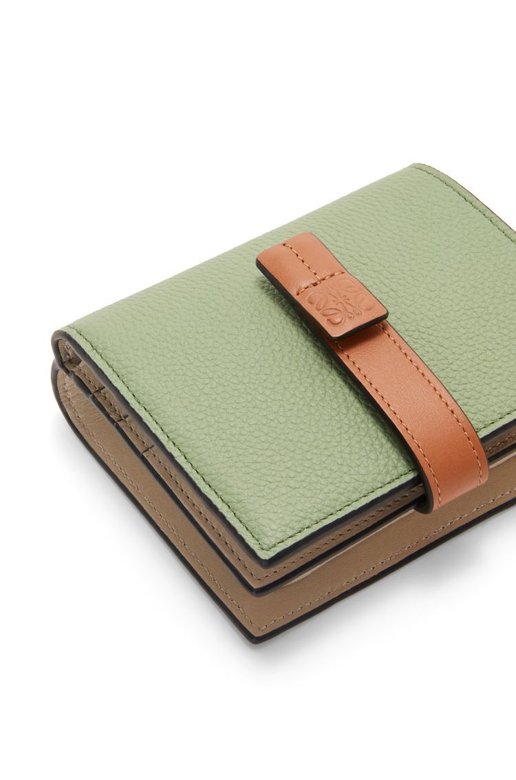 Compact zip wallet in soft grained calfskin