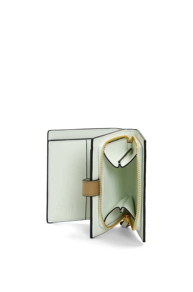 Compact zip wallet in soft grained calfskin
