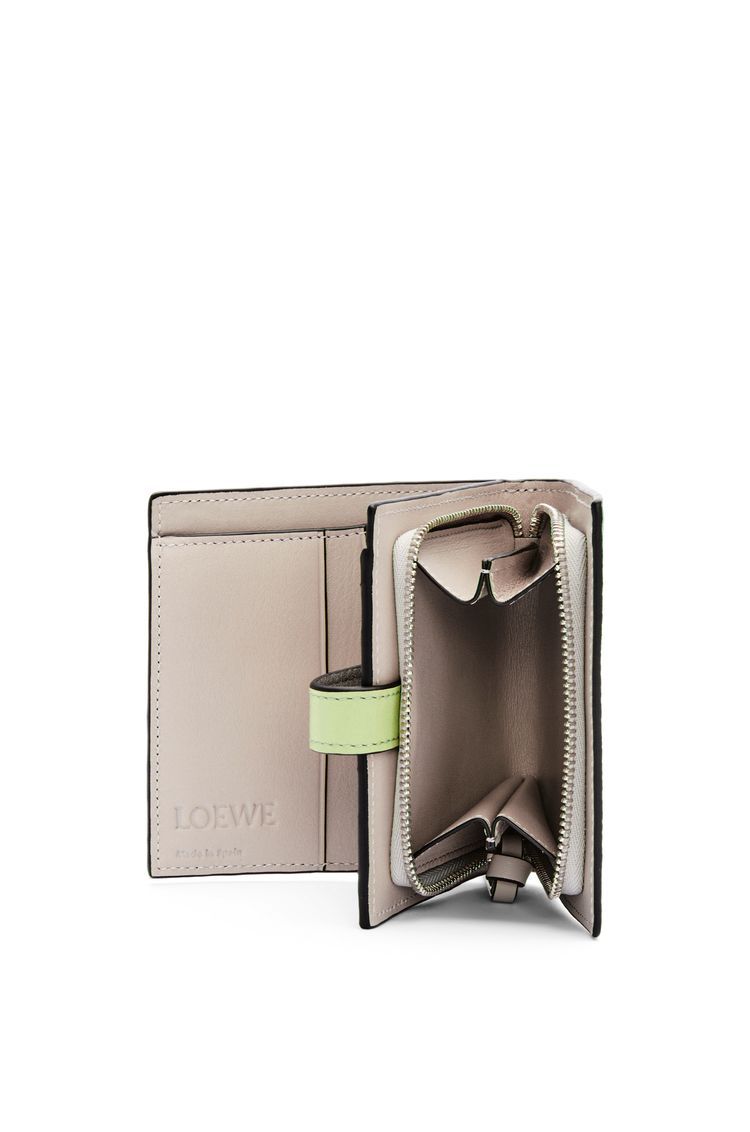 Compact zip wallet in soft grained calfskin