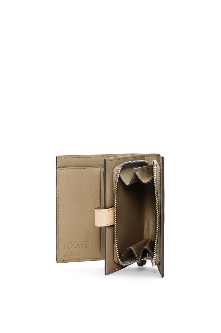 Compact zip wallet in soft grained calfskin