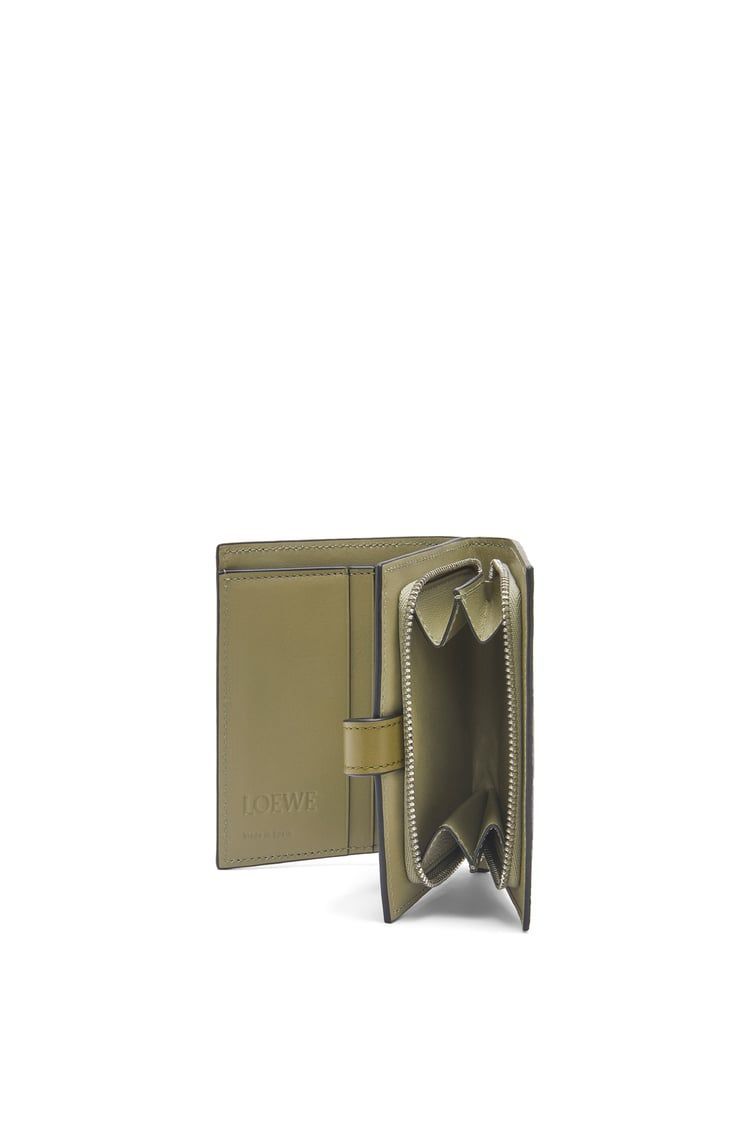 Compact zip wallet in soft grained calfskin
