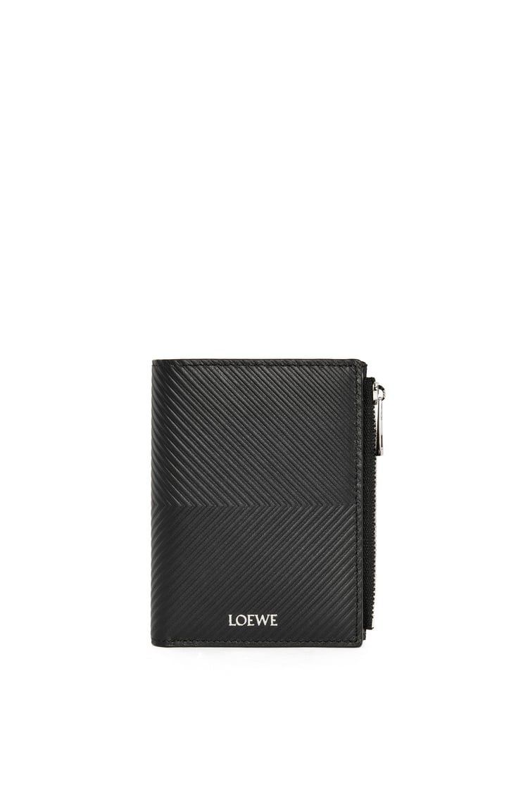Slim compact walllet in textured classic calfskin