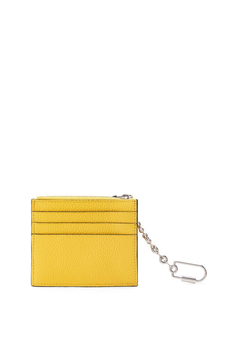 Square cardholder in soft grained calfskin with chain