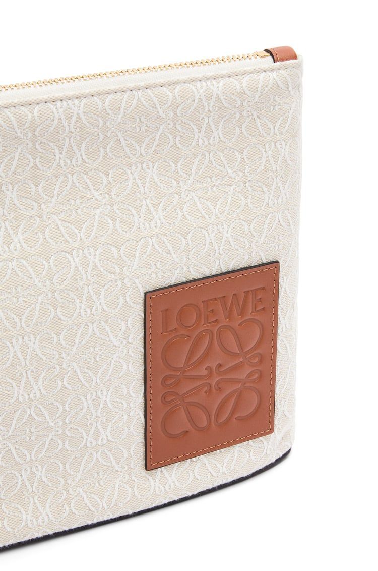 Oblong pouch in Anagram jacquard and calfskin