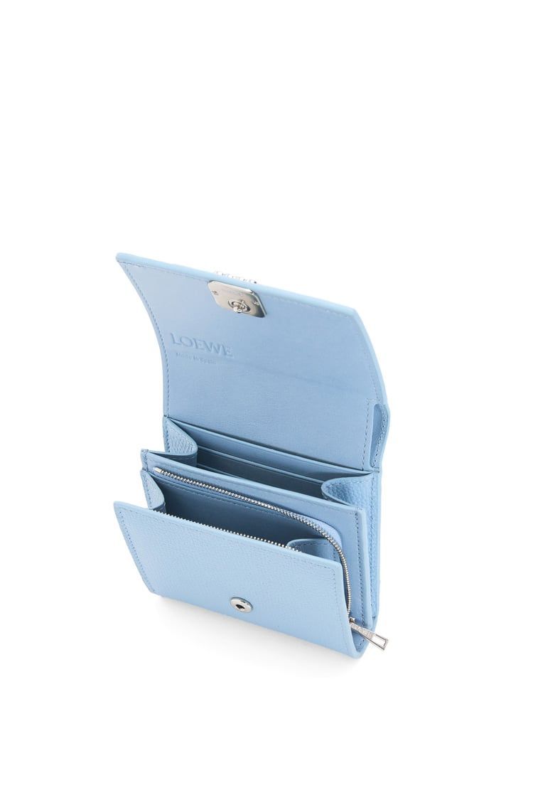 Anagram compact flap wallet in pebble grain calfskin