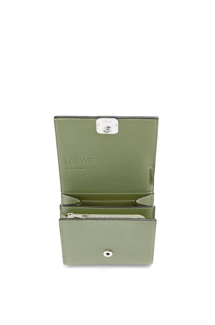 Anagram compact flap wallet in pebble grain calfskin