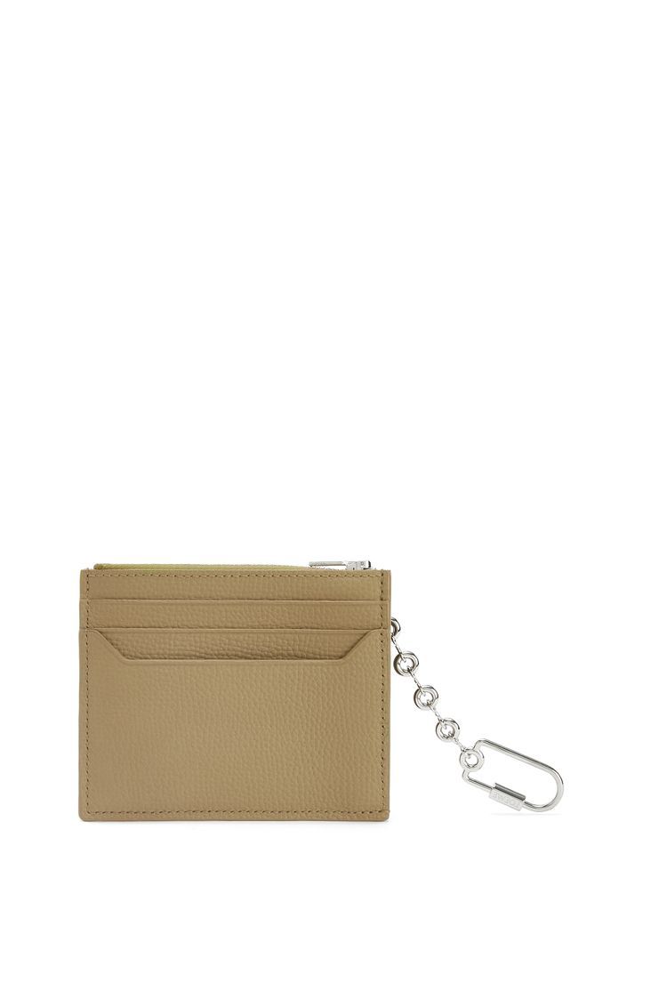 Anagram square cardholder in pebble grain calfskin with chain