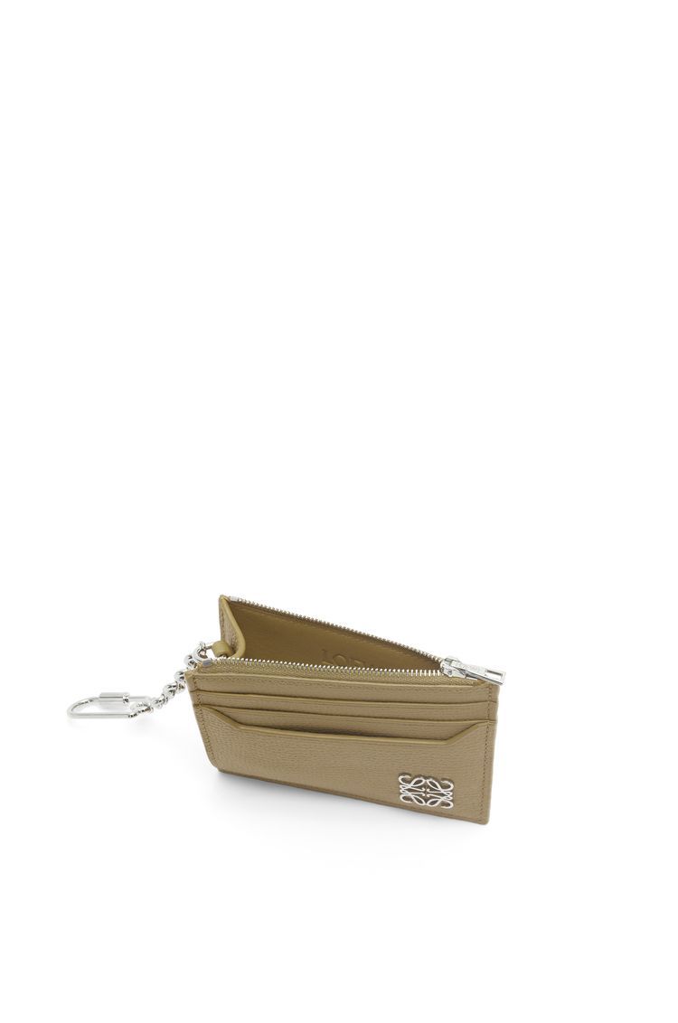 Anagram square cardholder in pebble grain calfskin with chain