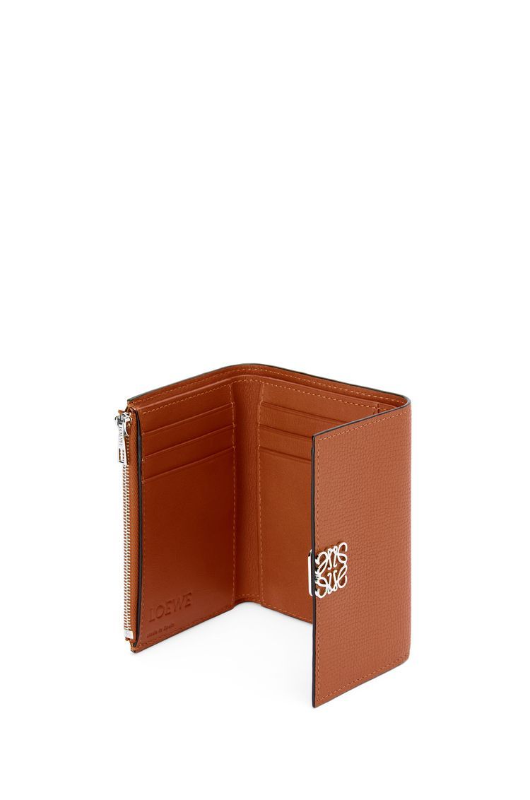 Anagram small vertical wallet in pebble grain calfskin