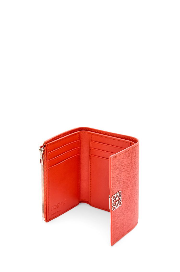 Anagram small vertical wallet in pebble grain calfskin