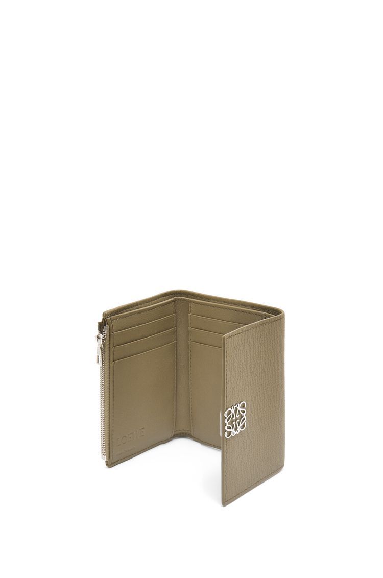 Anagram small vertical wallet in pebble grain calfskin