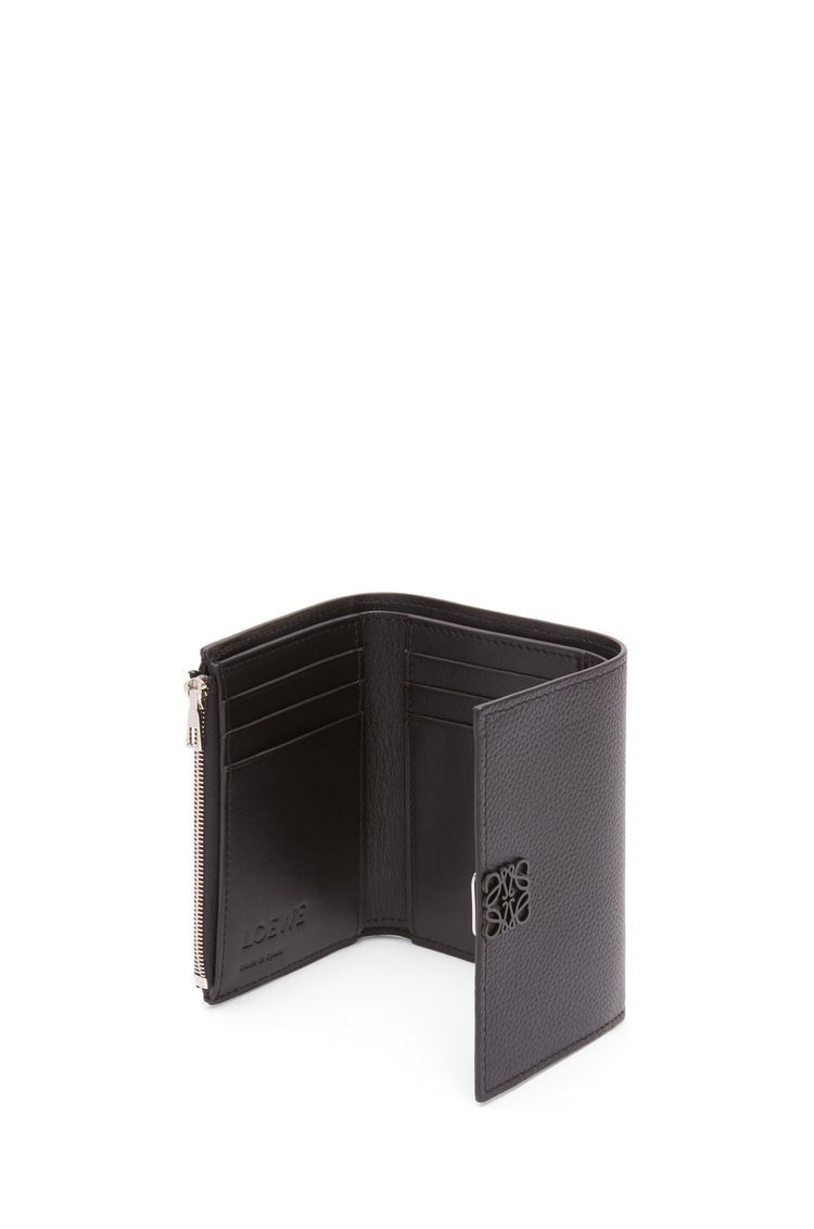 Anagram small vertical wallet in pebble grain calfskin