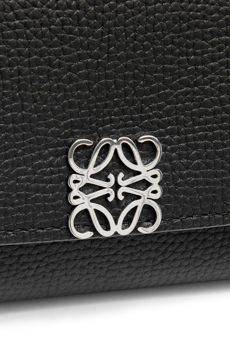 Anagram small vertical wallet in pebble grain calfskin