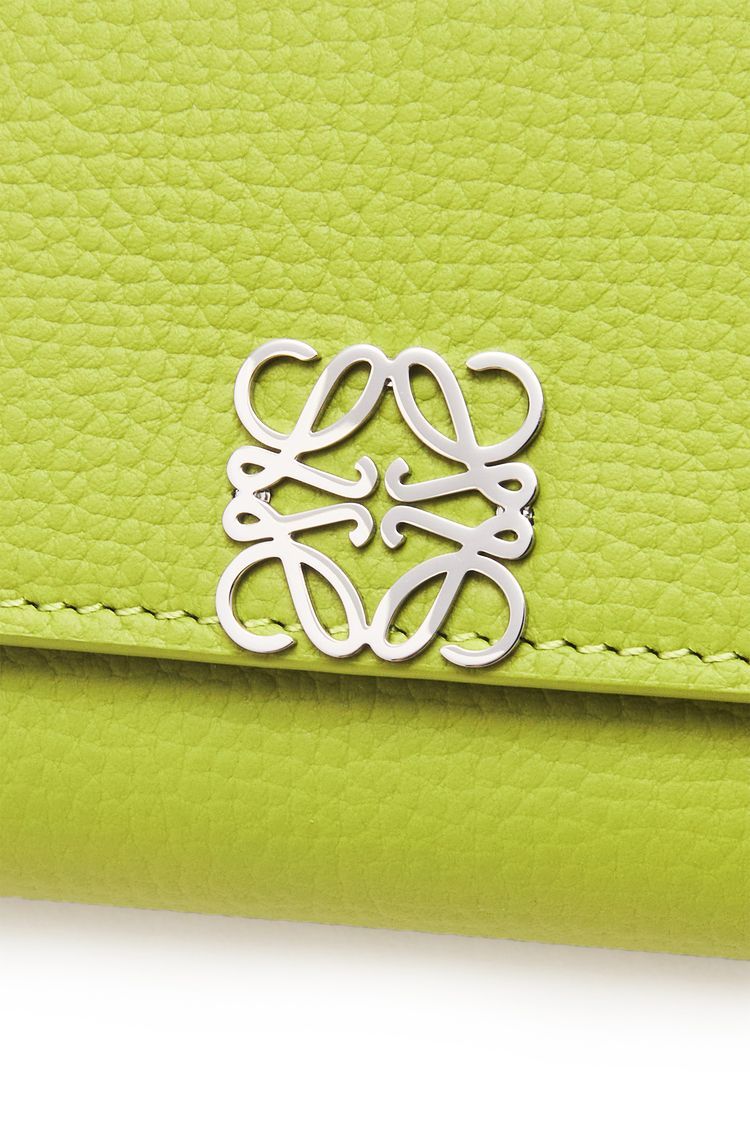Anagram small vertical wallet in pebble grain calfskin