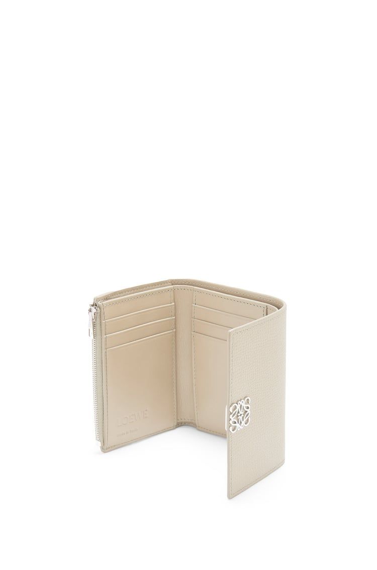 Anagram small vertical wallet in pebble grain calfskin