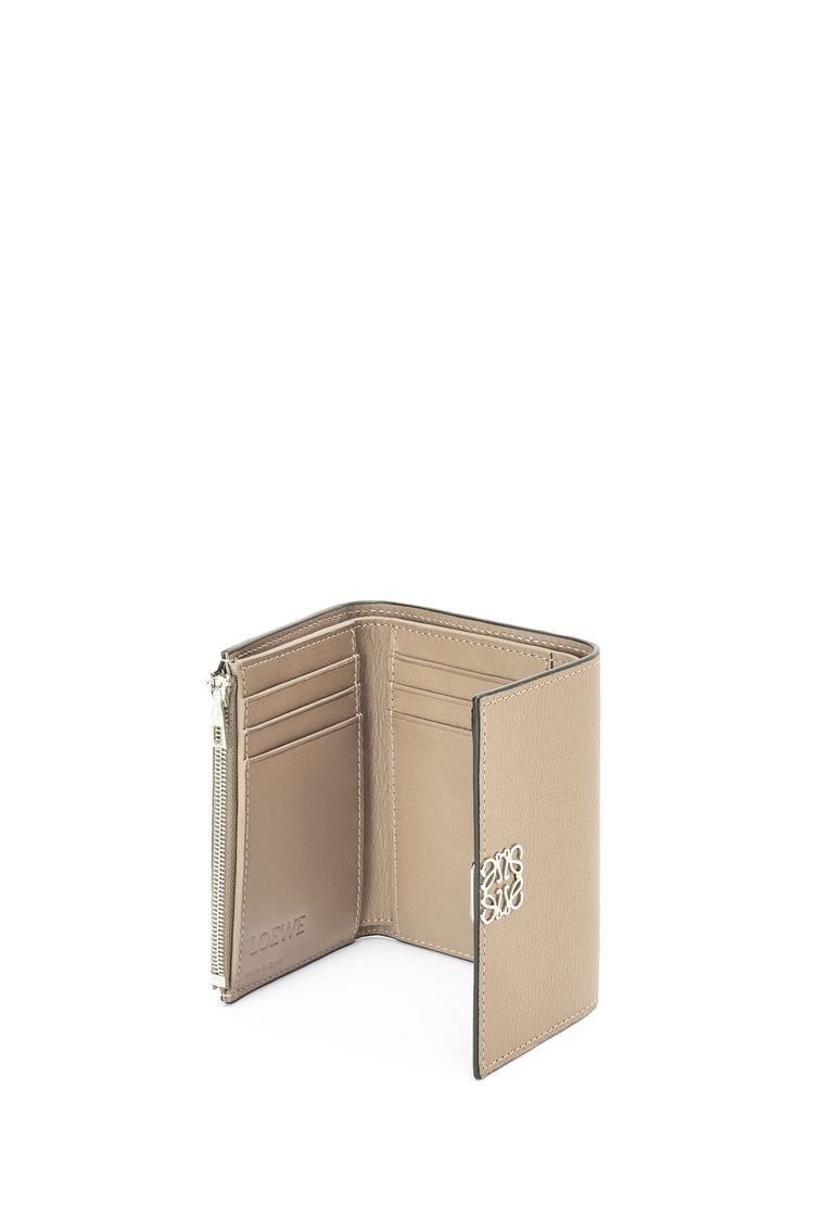Anagram small vertical wallet in pebble grain calfskin