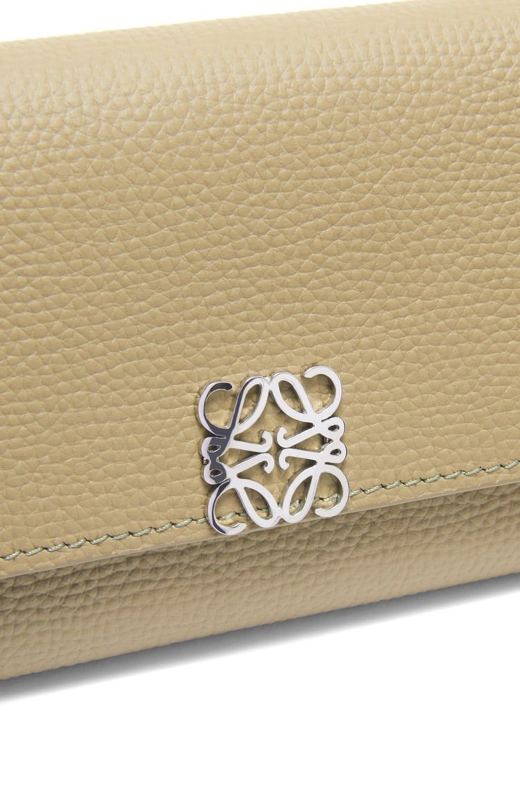 Anagram small vertical wallet in pebble grain calfskin