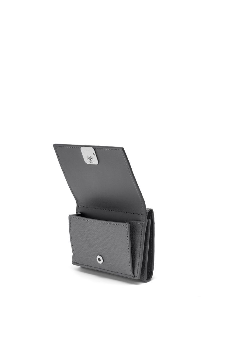 Anagram trifold wallet in pebble grain calfskin