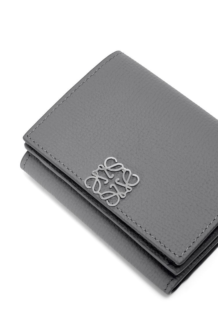 Anagram trifold wallet in pebble grain calfskin