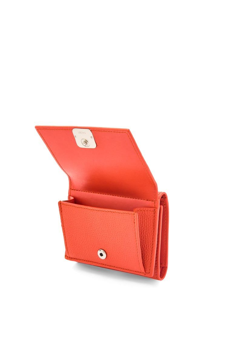 Anagram trifold wallet in pebble grain calfskin
