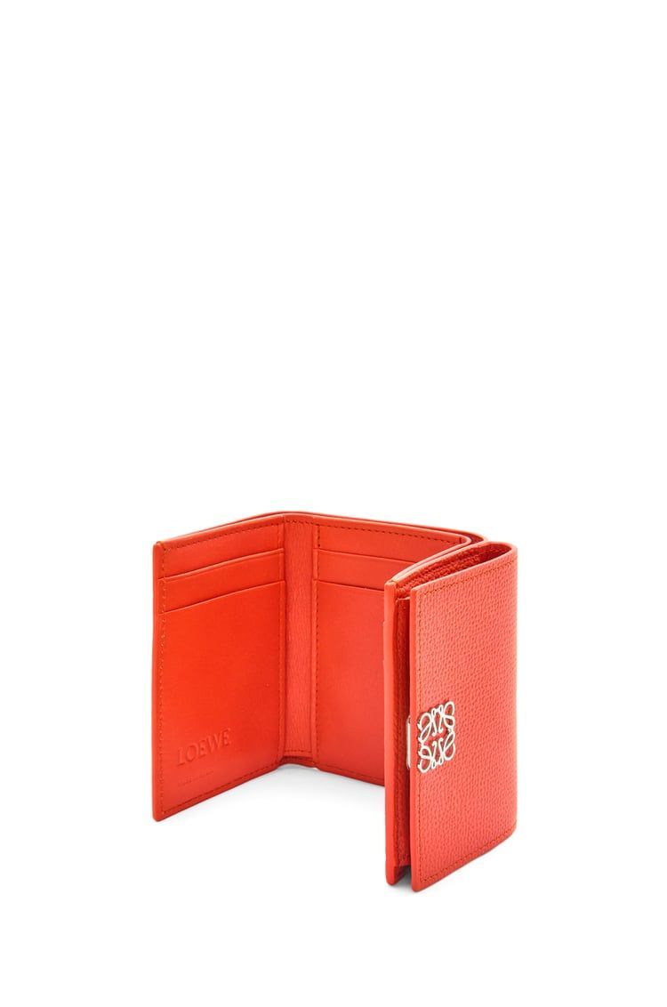 Anagram trifold wallet in pebble grain calfskin