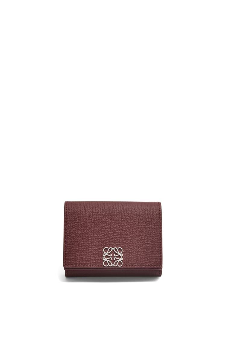 Anagram trifold wallet in pebble grain calfskin