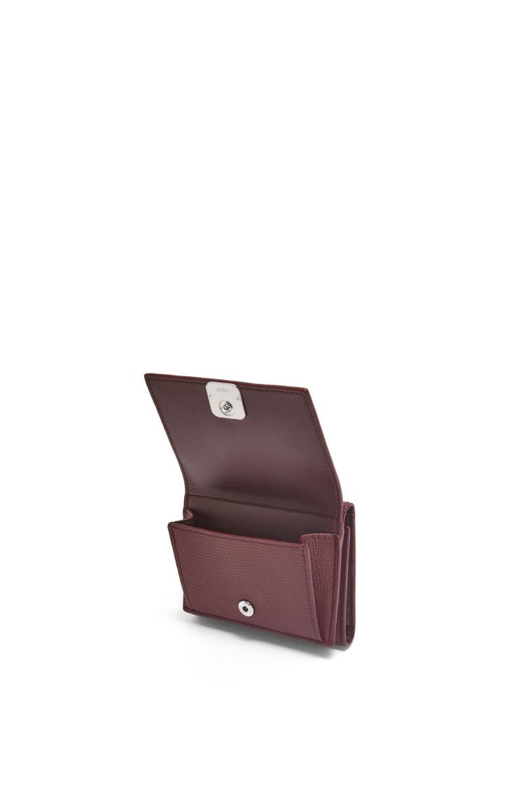 Anagram trifold wallet in pebble grain calfskin