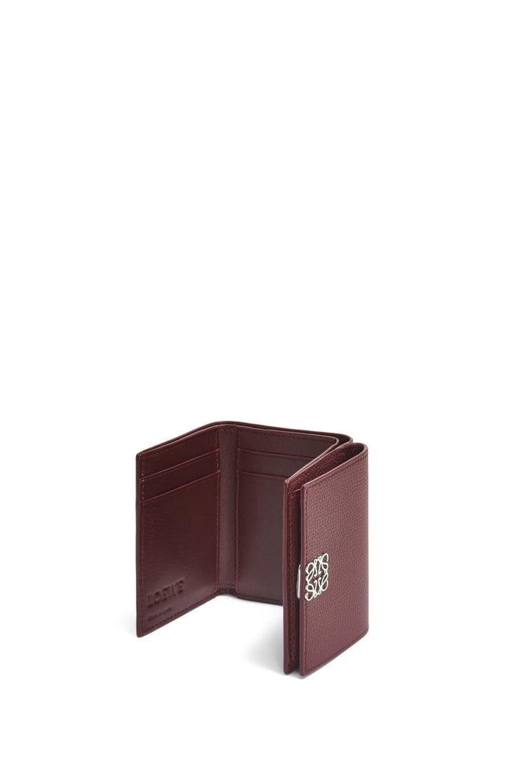Anagram trifold wallet in pebble grain calfskin