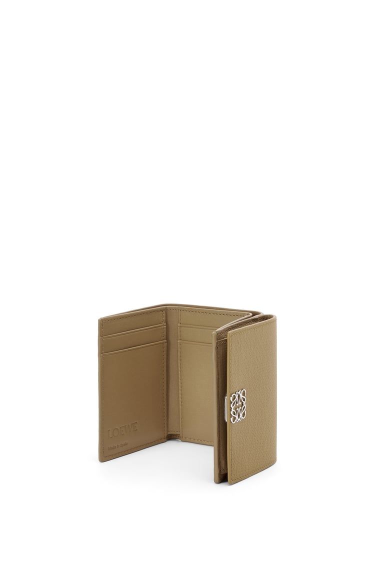 Anagram trifold wallet in pebble grain calfskin