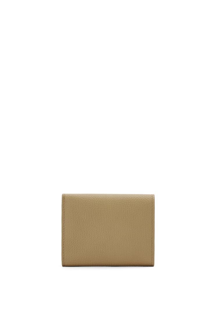 Anagram trifold wallet in pebble grain calfskin