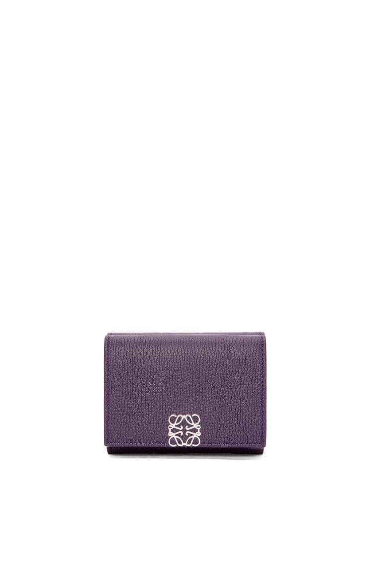 Anagram trifold wallet in pebble grain calfskin