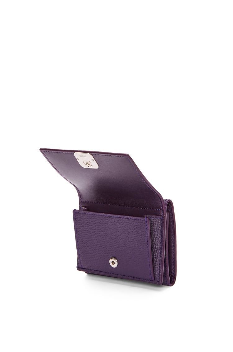 Anagram trifold wallet in pebble grain calfskin