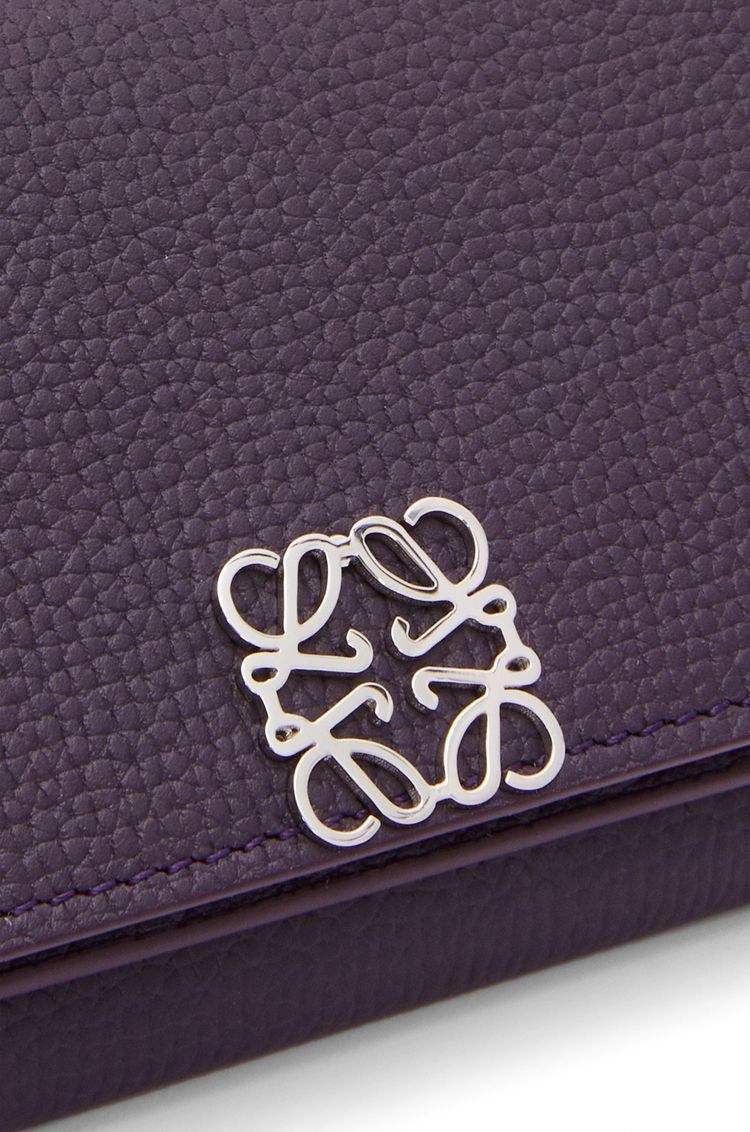 Anagram trifold wallet in pebble grain calfskin