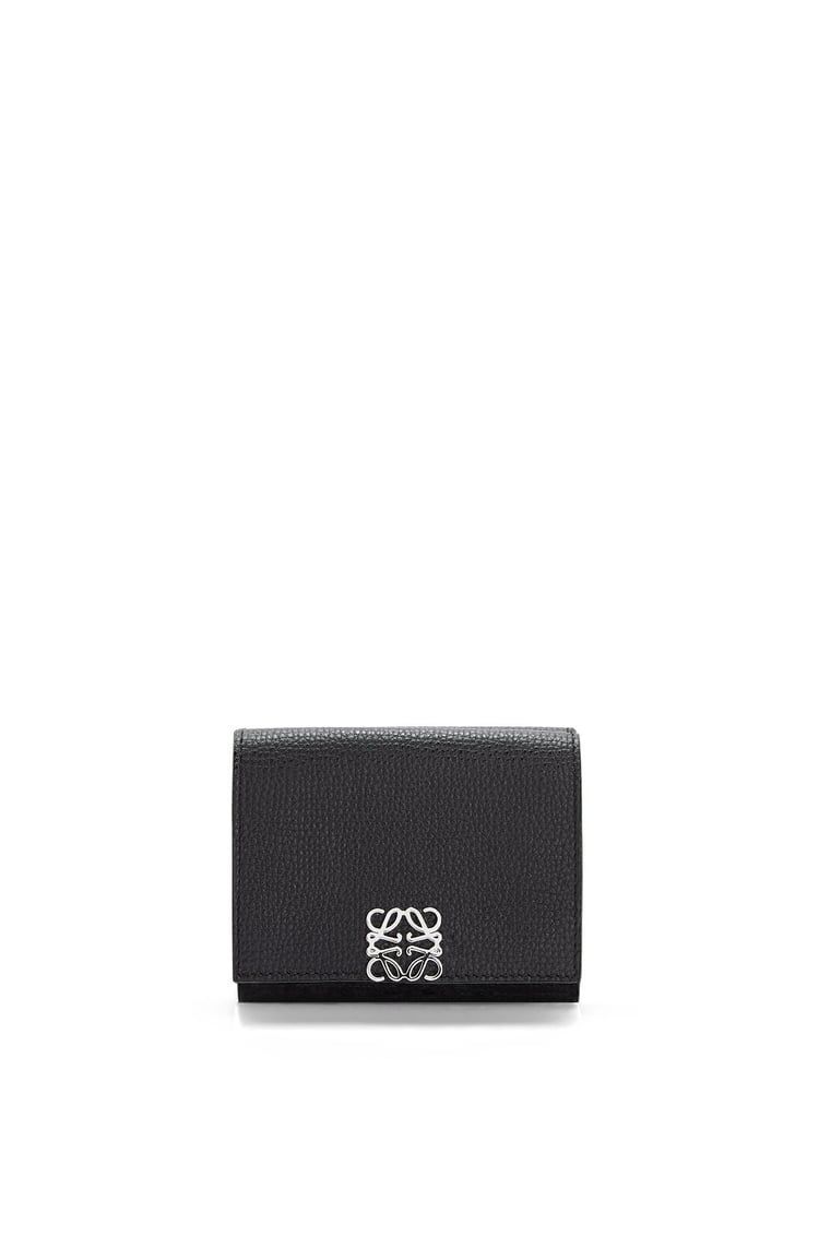 Anagram trifold wallet in pebble grain calfskin