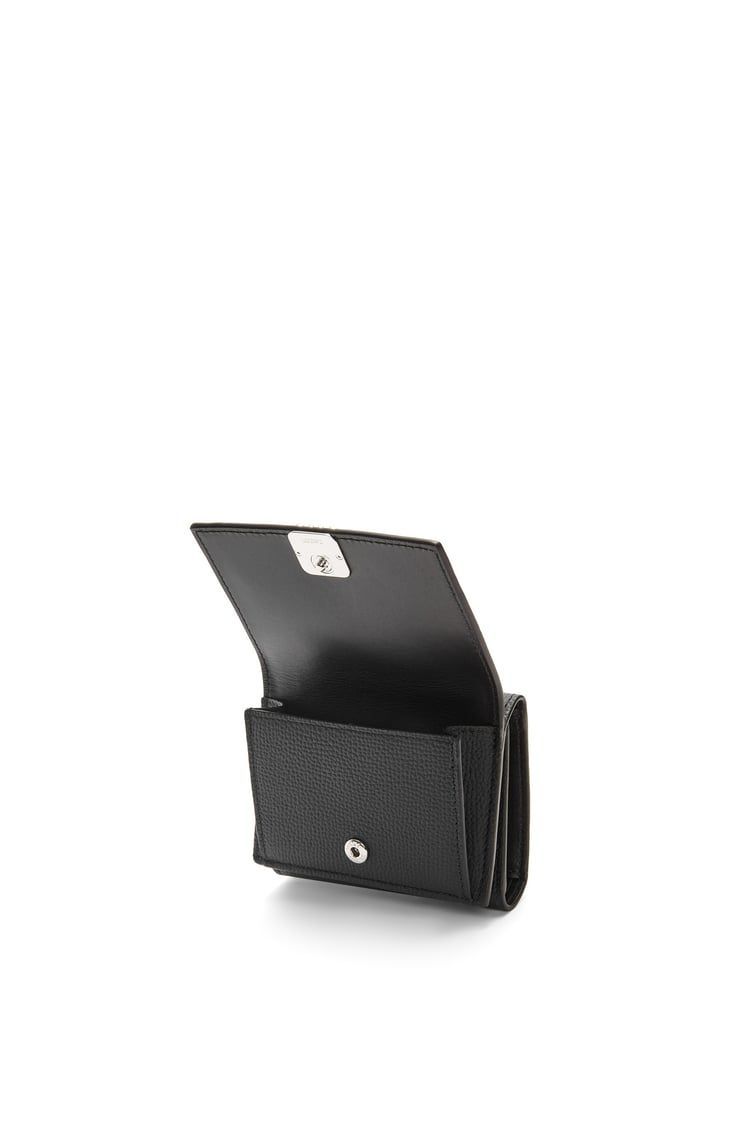 Anagram trifold wallet in pebble grain calfskin