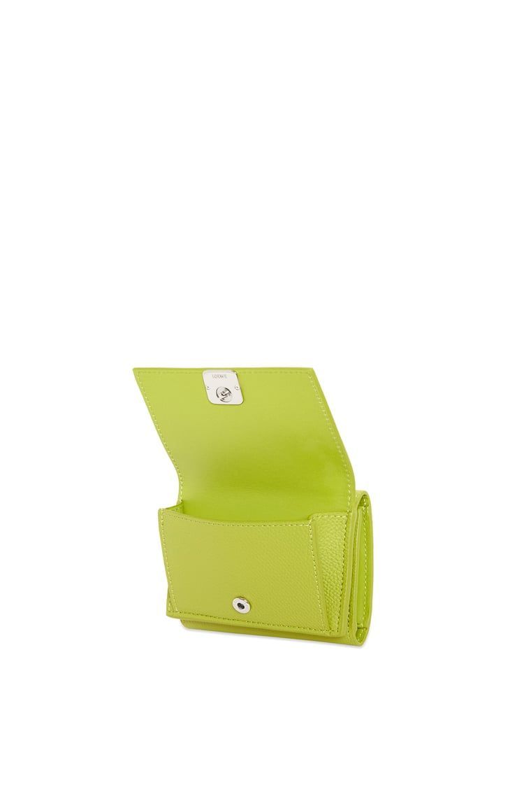 Anagram trifold wallet in pebble grain calfskin