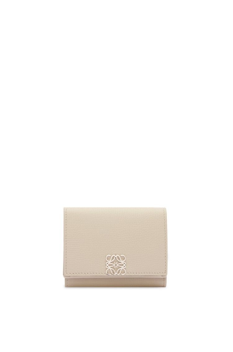 Anagram trifold wallet in pebble grain calfskin