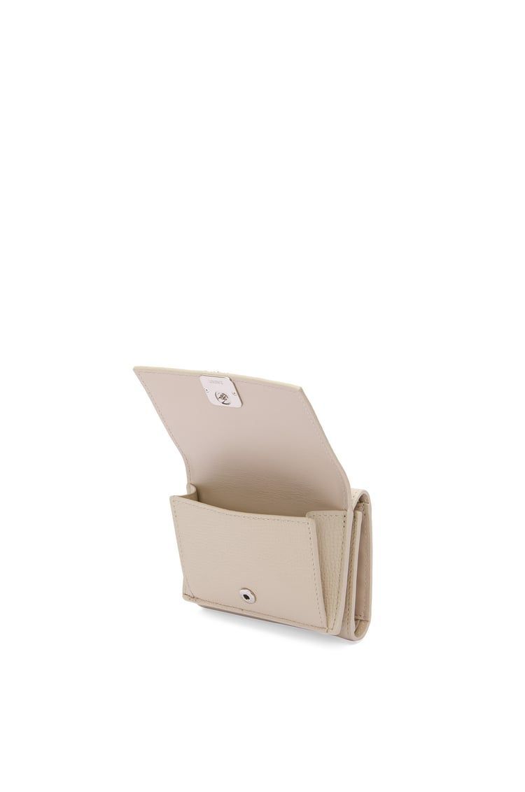 Anagram trifold wallet in pebble grain calfskin