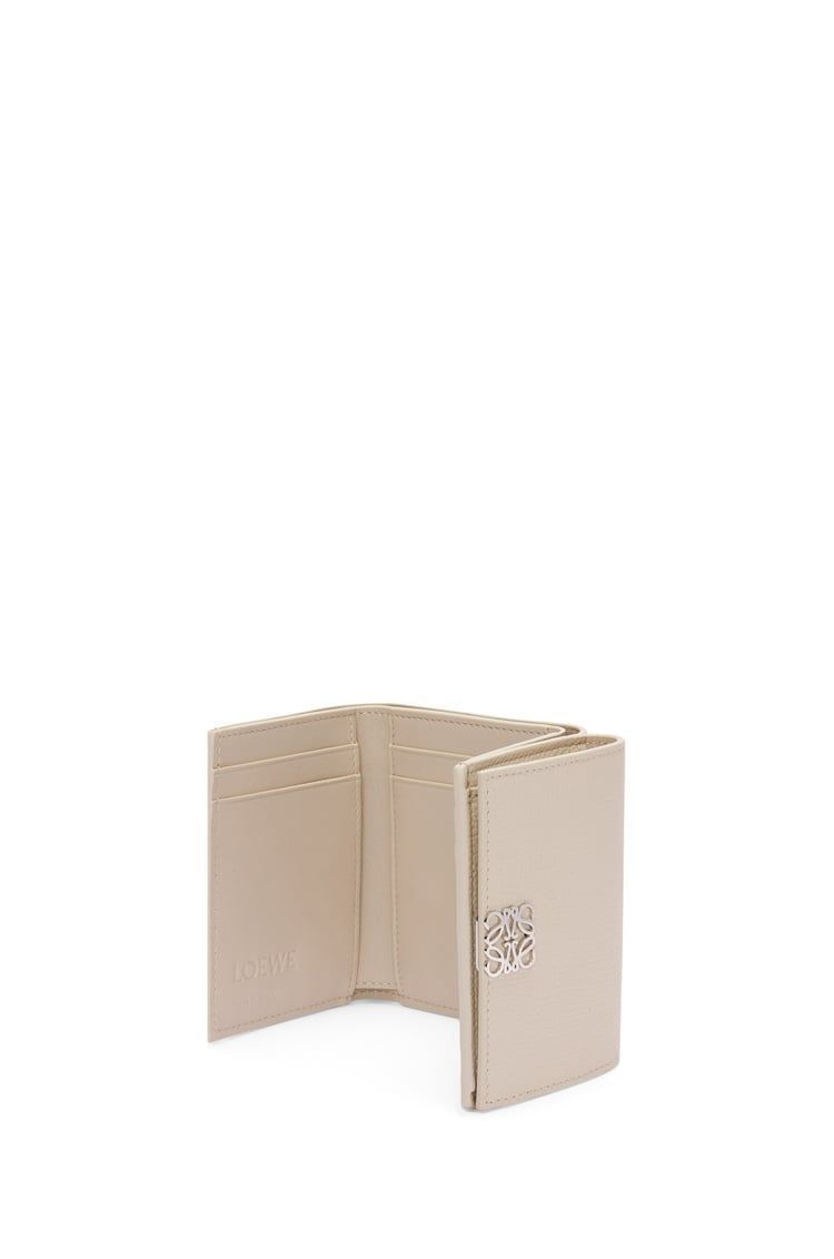 Anagram trifold wallet in pebble grain calfskin