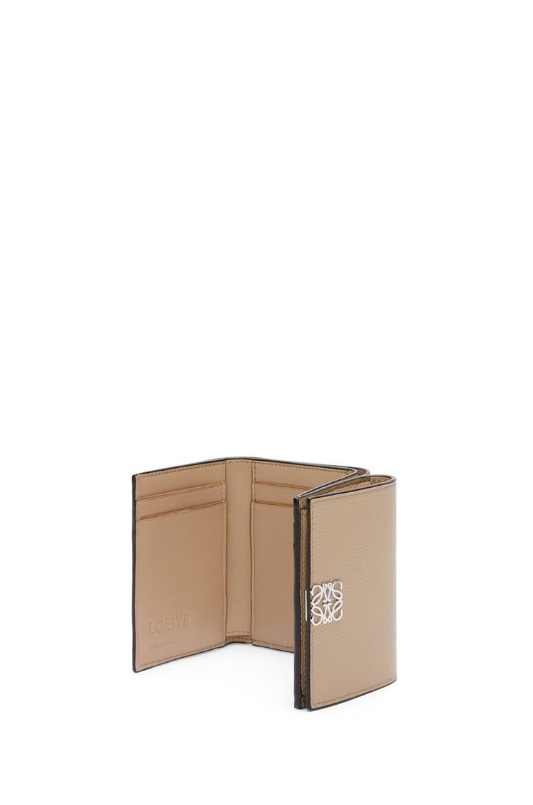 Anagram trifold wallet in pebble grain calfskin