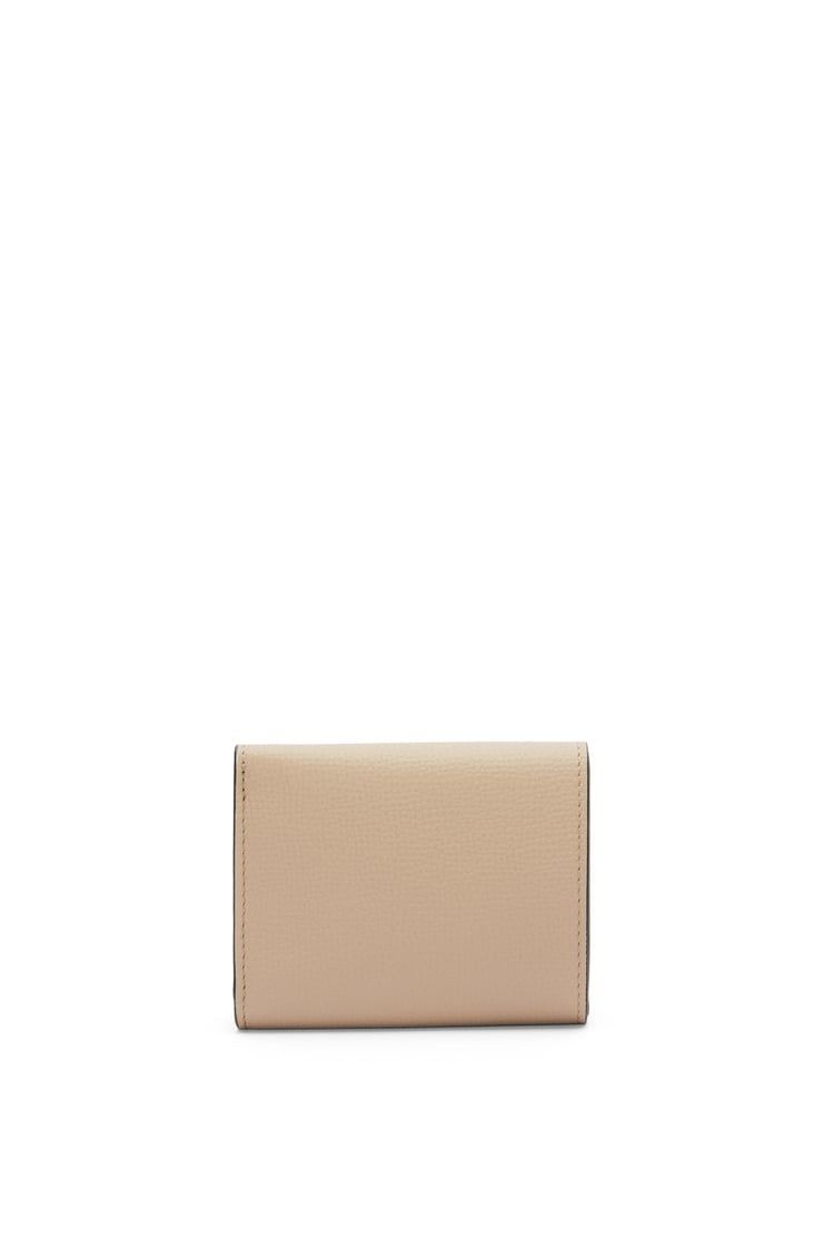 Anagram trifold wallet in pebble grain calfskin