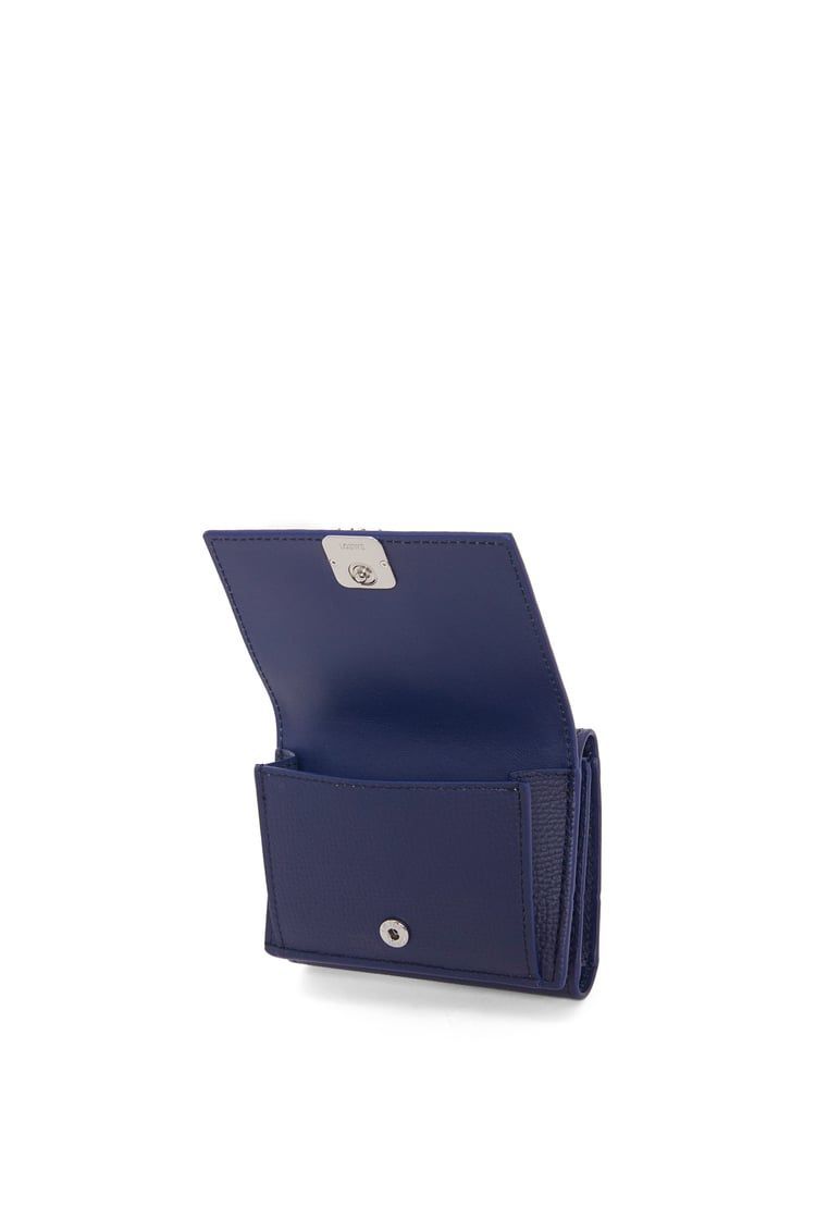 Anagram trifold wallet in pebble grain calfskin