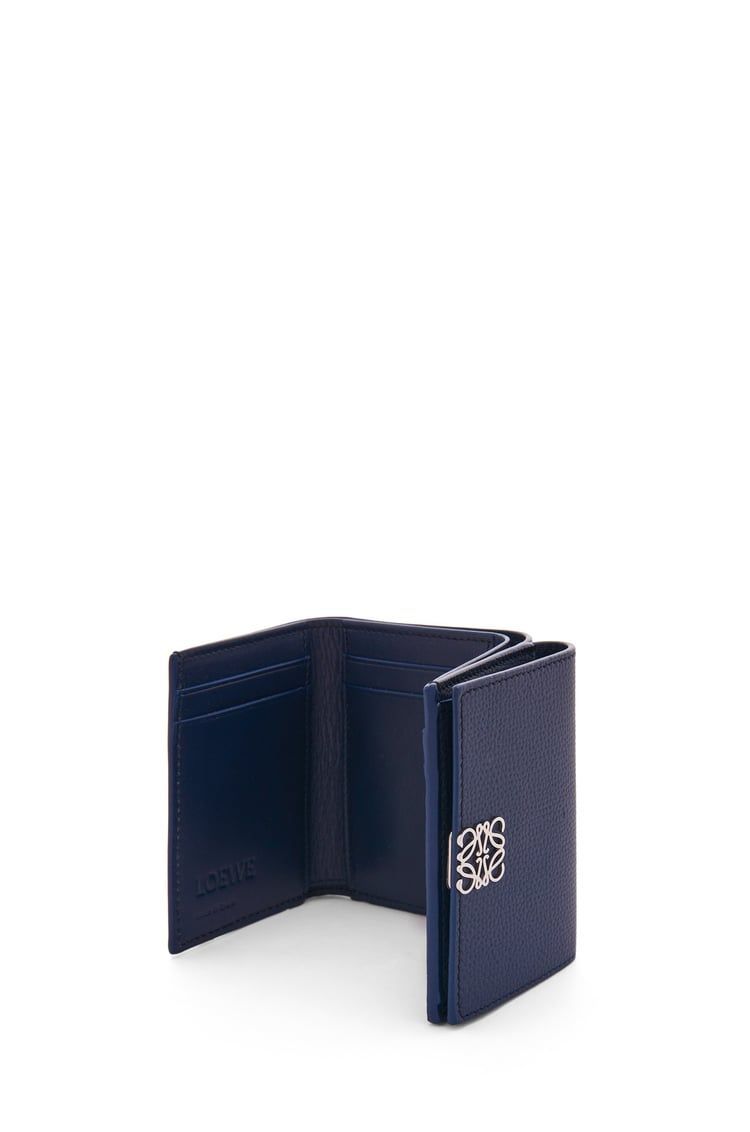 Anagram trifold wallet in pebble grain calfskin