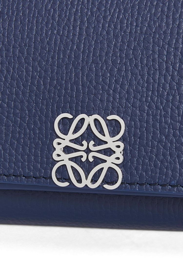 Anagram trifold wallet in pebble grain calfskin