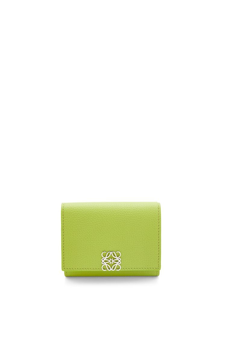 Anagram trifold wallet in pebble grain calfskin