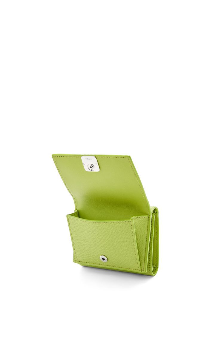 Anagram trifold wallet in pebble grain calfskin